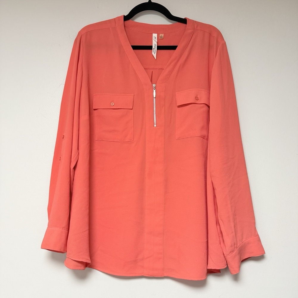 NY Collection Women's Pink‎ Sheer Blouse Size 1X